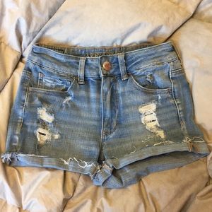 Distressed denim American Eagle hi rise shorts